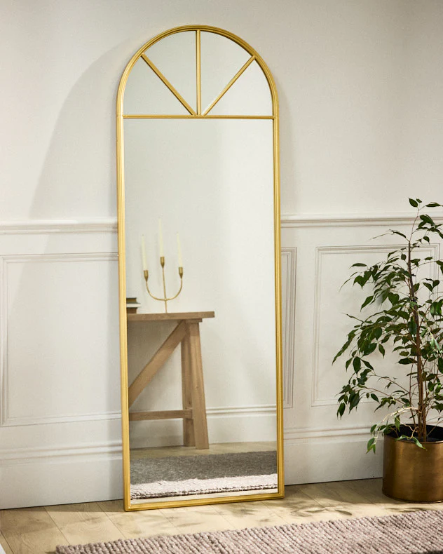 Alzac Gold Tall Rounded Arch Mirror 170cm x 61cm - Image 3