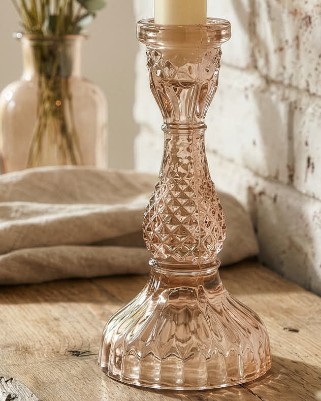 Amber Glass Candlestick - Image 2