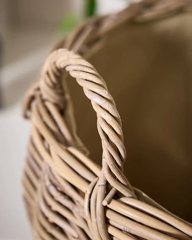 Amphora Lined Rattan Log Basket - Image 2