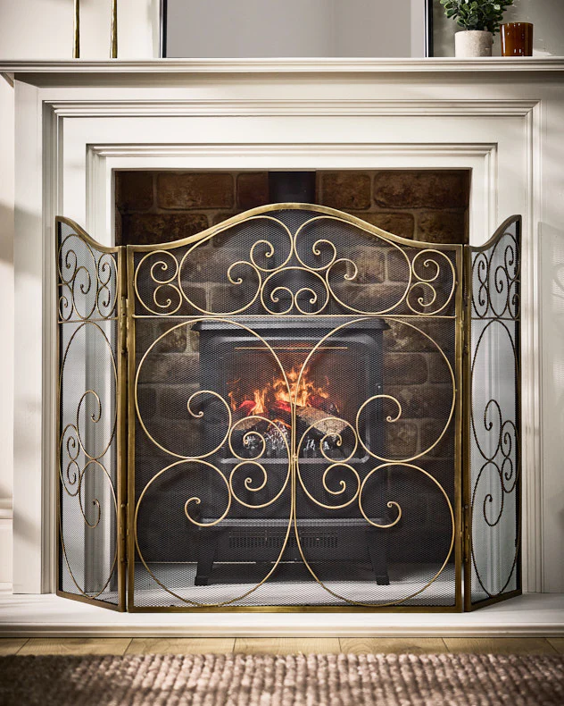 Antique Brass Fire Guard - Image 4