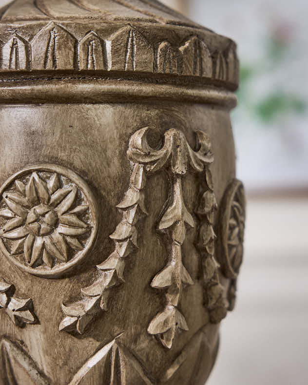 Antique Carved Urn Lamp - Image 2