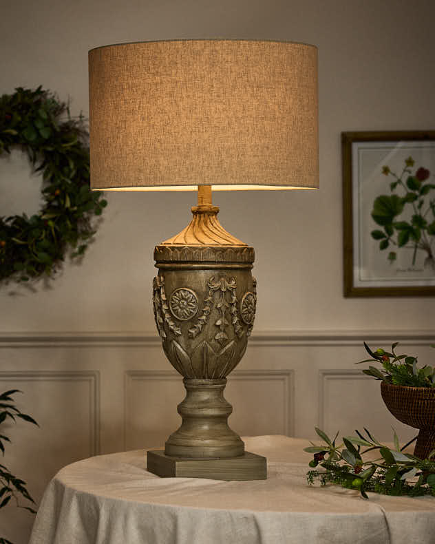 Antique Carved Urn Lamp - Image 3