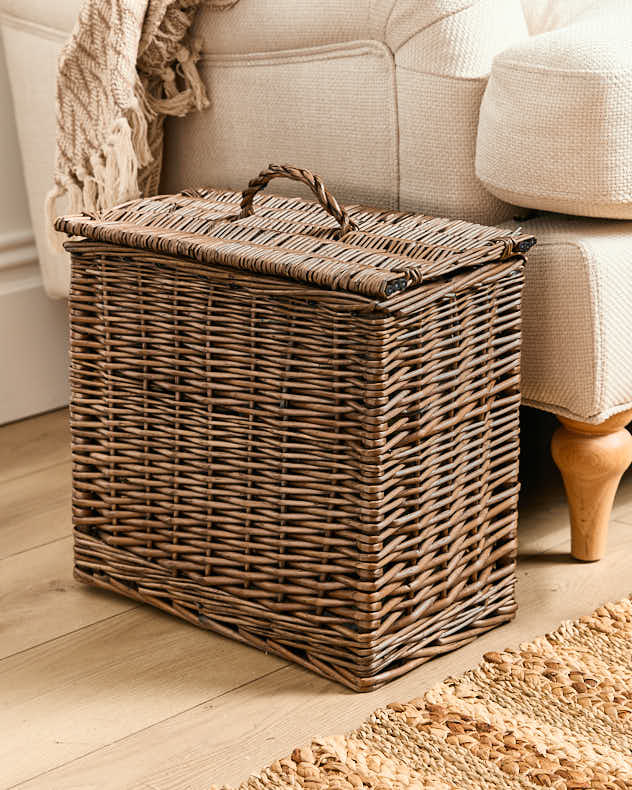 Grey Washed Willow Storage Basket - Image 3