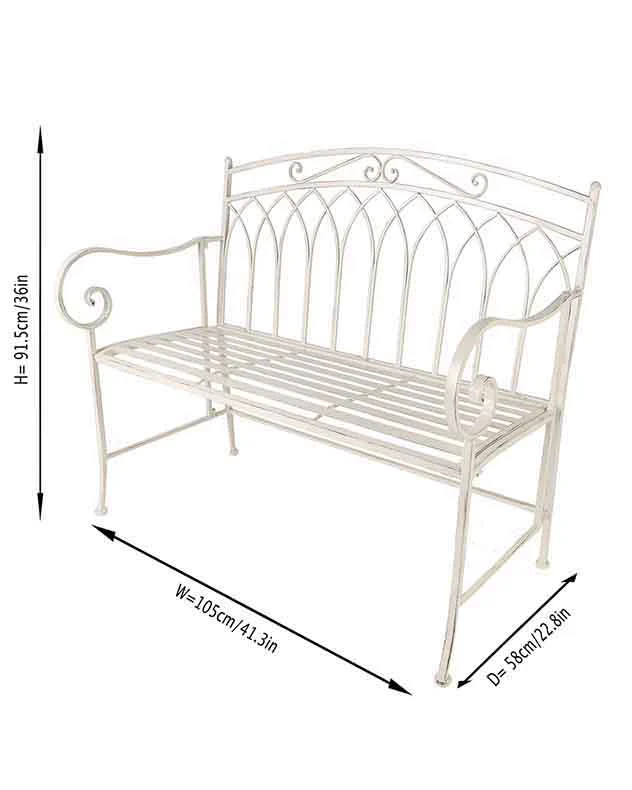 Arched Cream Iron Indoor Bench - Image 5