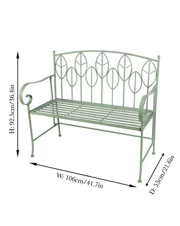 Arette Green Iron Garden Bench - Image 5