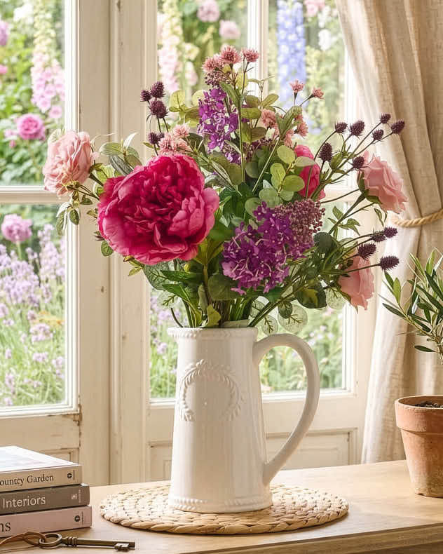 Artificial Blooms in Jug Vase
