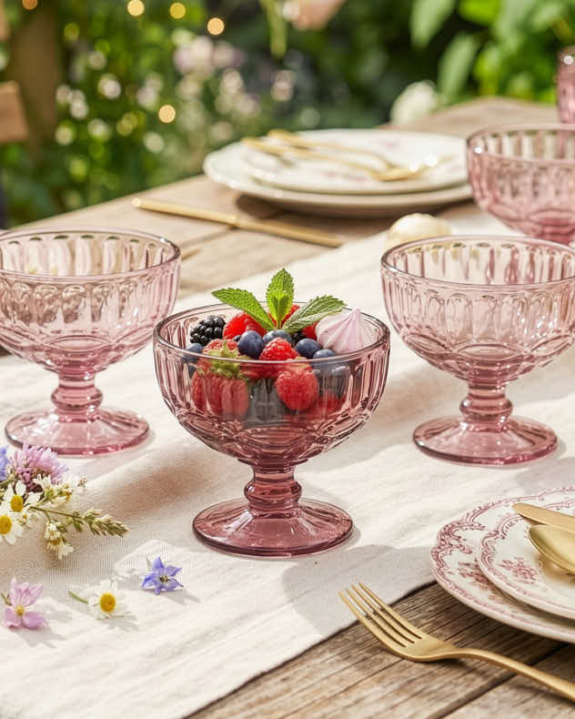 Aurielle Pink Glass Dessert Bowl