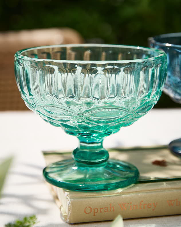Aurielle Turquoise Glass Dessert Bowl - Image 2