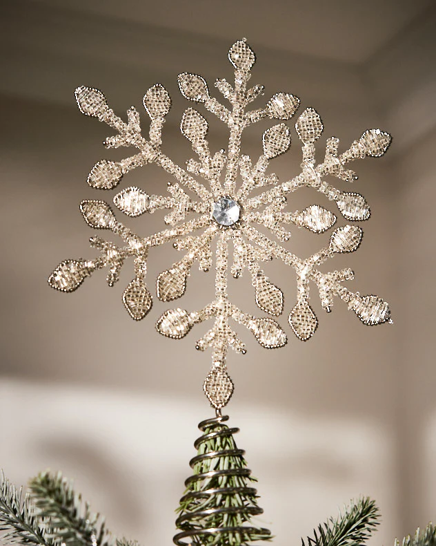 Silver Beaded Snowflake Tree Topper - Image 2