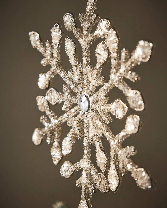 Silver Beaded Snowflake Tree Topper - Image 3
