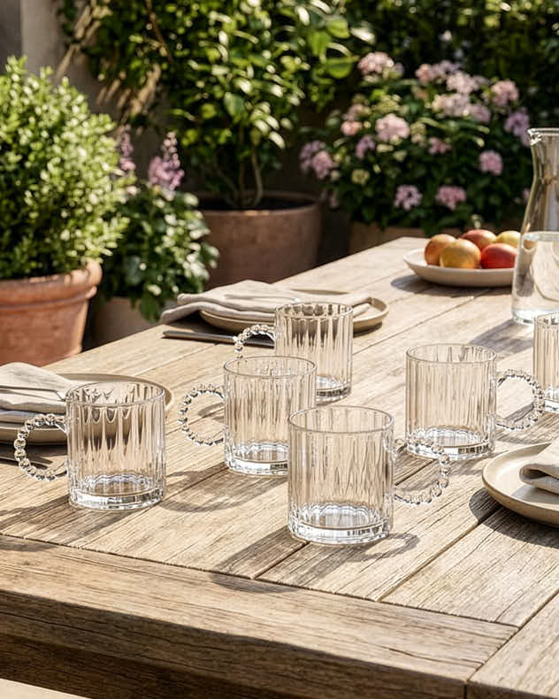 Bella Perle Ribbed Glass Mug - Image 3