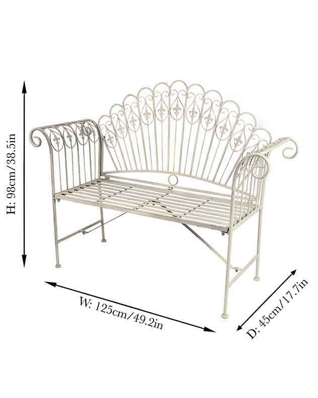Bielle Stone Grey Iron Garden Bench - Image 6
