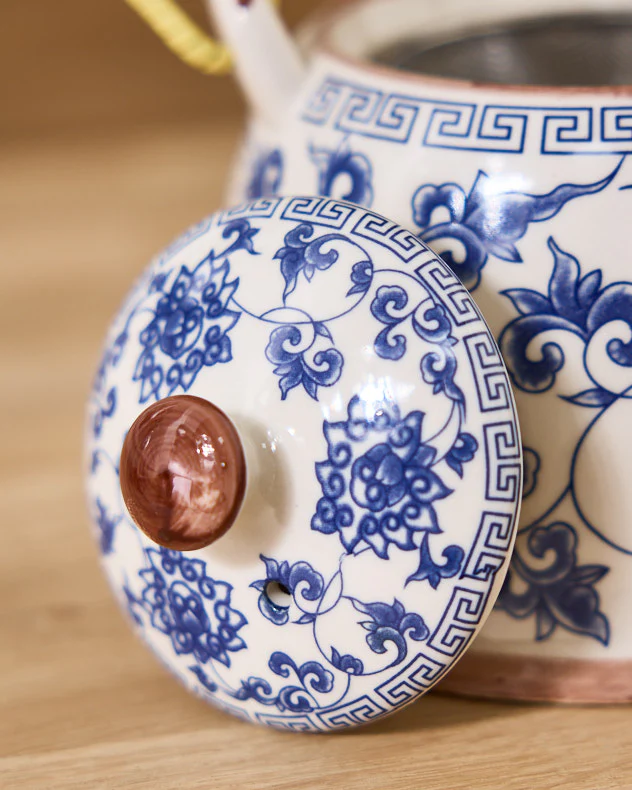 Blue Floral Ceramic Teapot with Infuser - Image 2