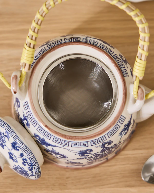 Blue Floral Ceramic Teapot with Infuser - Image 4