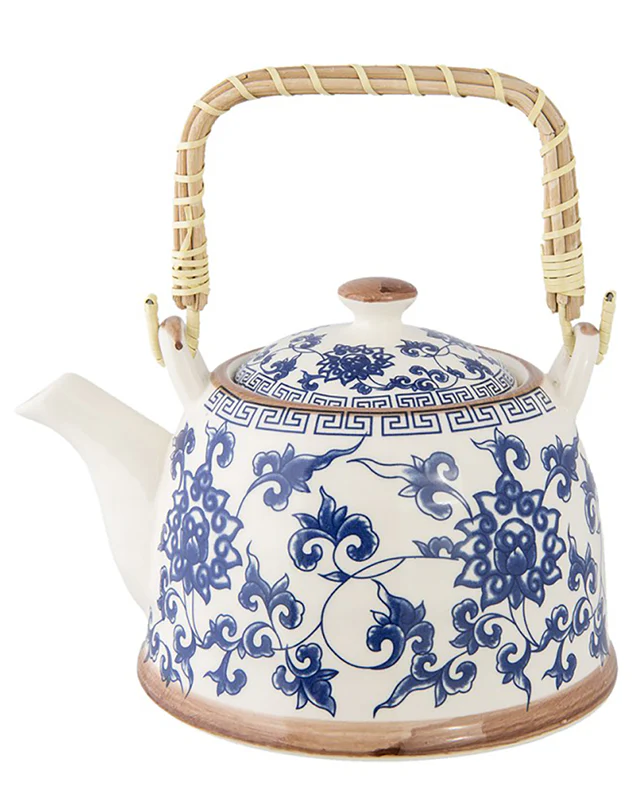 Blue Floral Ceramic Teapot with Infuser - Image 7