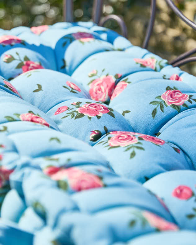 Blue Rose Garden Bench Cushion - Image 2