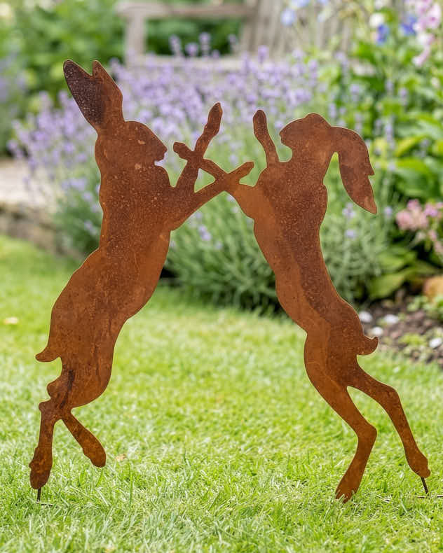 Boxing Hares Garden Ornament