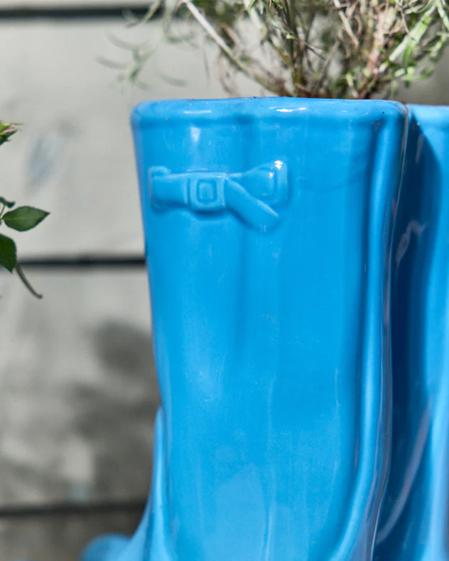 Personalised Bright Blue Welly Boot Plant Pot - Image 3