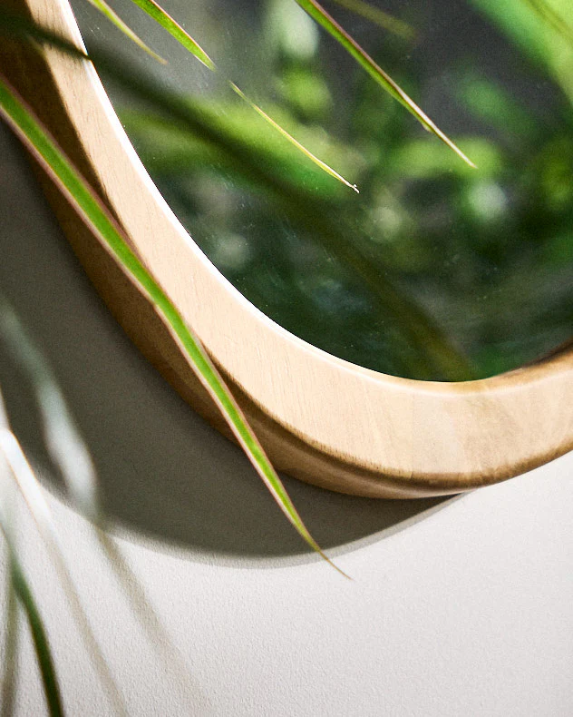 Camares Wood Organic Pebble Mirror 65cm x 50cm - Image 3