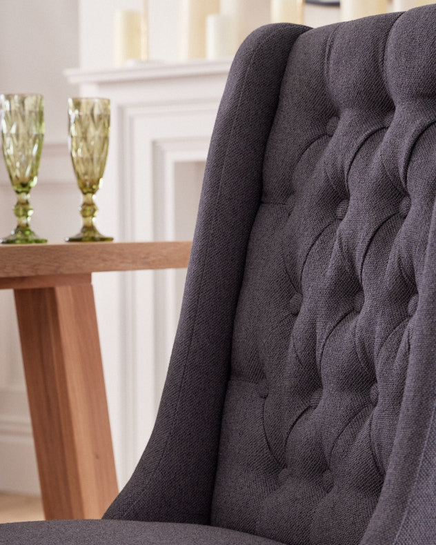 Set of 2 Cannes Charcoal Button Back Dining Chairs - Image 4