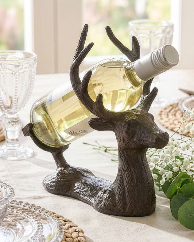 Cast Iron Stag Wine Bottle Holder - Image 3