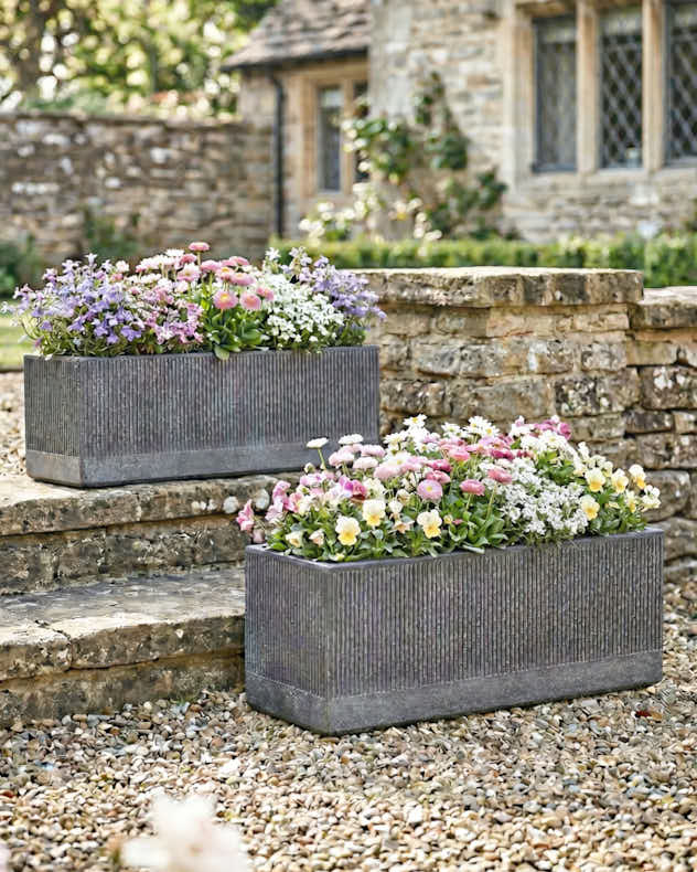 Charcoal Dusk Rib Planter Set of 2 - Image 2