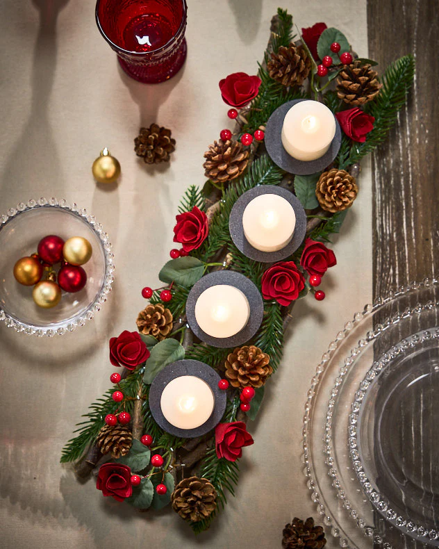 Christmas Floral Woodland Candlestick Holder - Image 5
