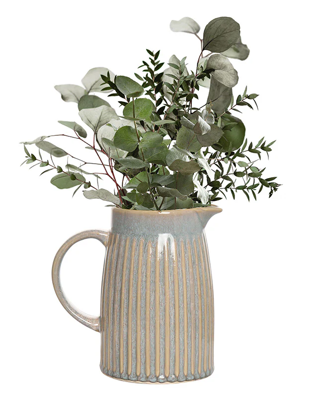 Ribbed Washed Blue Pitcher Jugs - Image 3