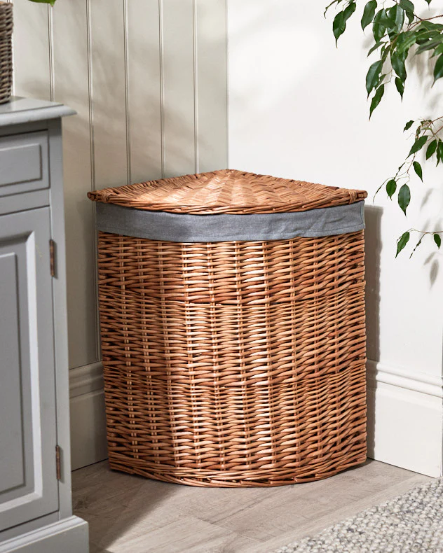 Corner Laundry Basket with Lining - Image 4