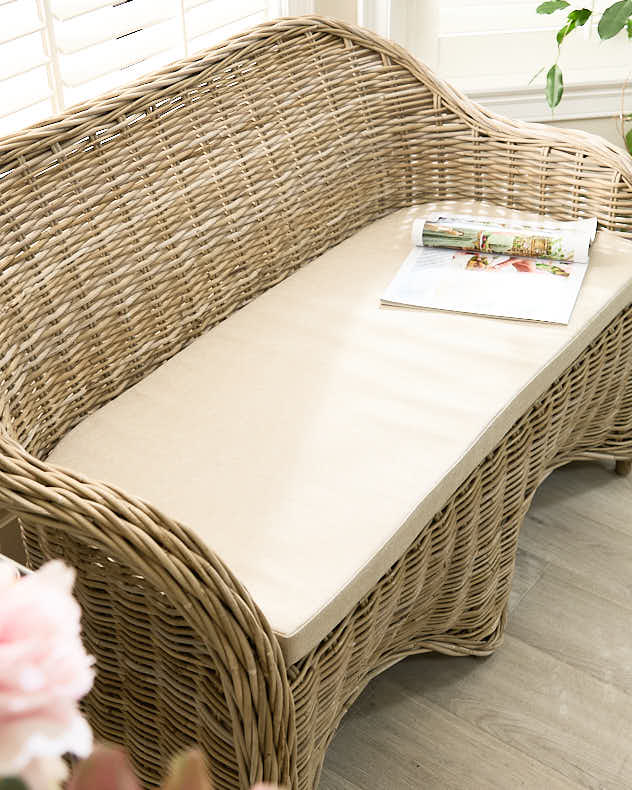 Curved Wicker Indoor Bench - Image 2