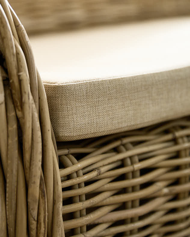 Curved Wicker Indoor Bench - Image 5