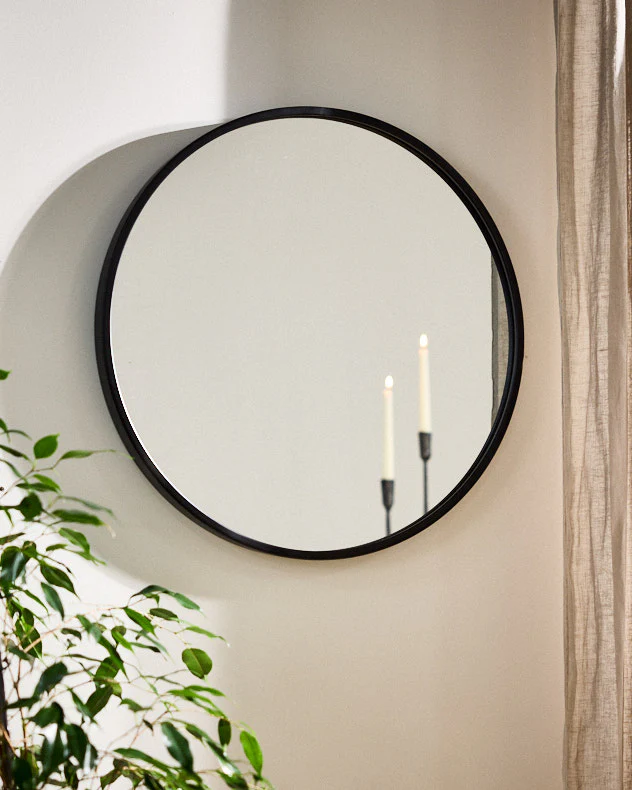 Curzon Circular Black Iron Wall Mirror 60cm - Image 3