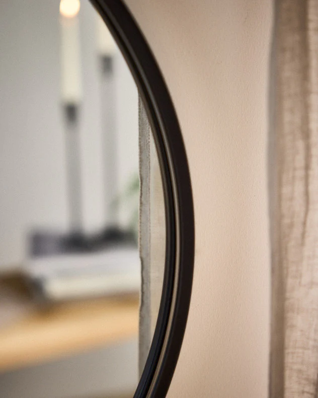 Curzon Circular Black Iron Wall Mirror 60cm - Image 4