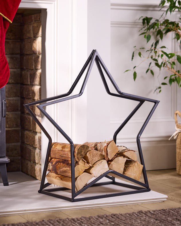 Cut Out Iron Star Log Holder - Image 2