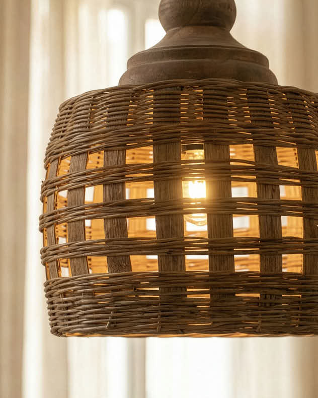 Cut Out Rattan Pendant Ceiling Shade - Image 2