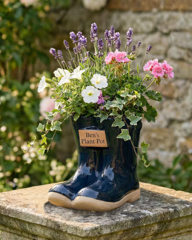 Personalised Blue Wellington Planter - Image 3