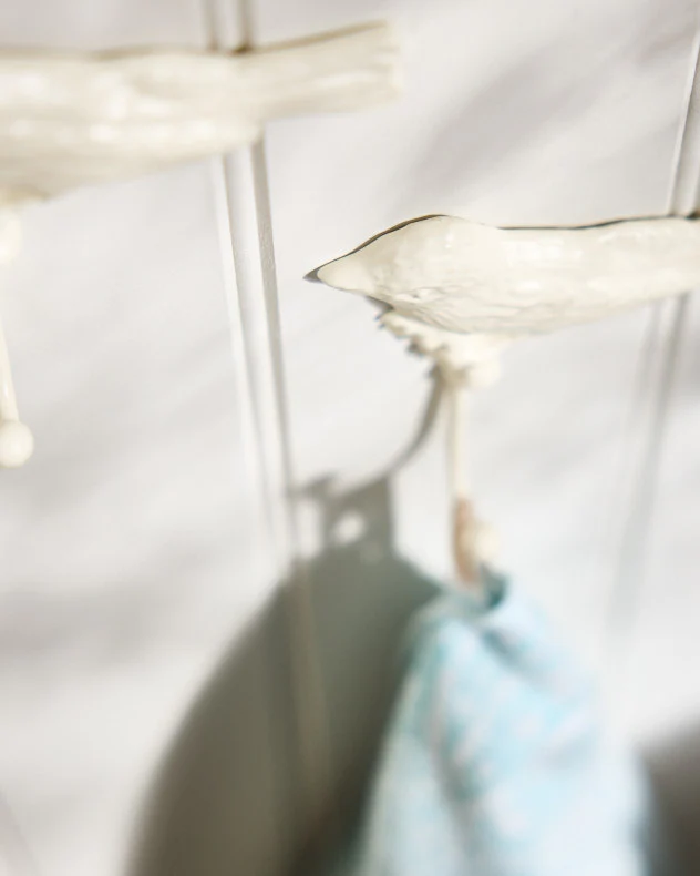 2 Ivory Bird Wall Hooks - Image 4