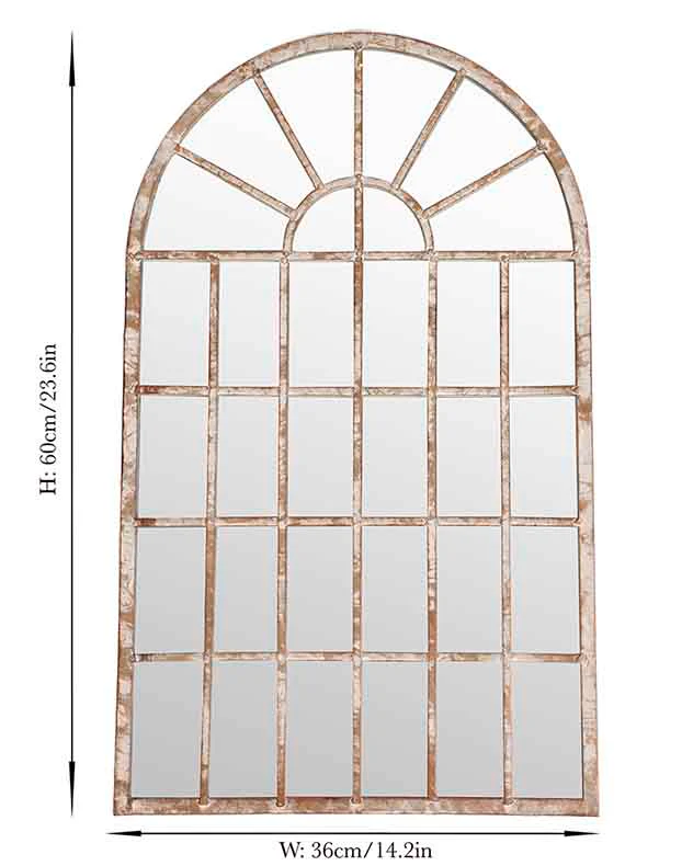Indoor Outdoor Distressed Finish Arched Garden Mirror 60cm x 36cm - Image 4