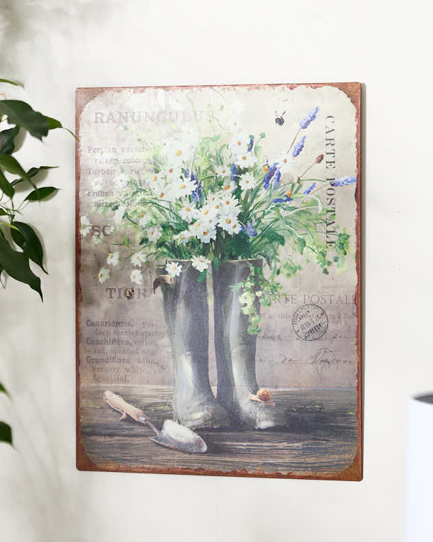 Distressed Metal Wellington Boots Garden Sign - Image 3