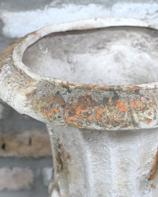 Distressed Vintage Style White Urn Planter - Image 3