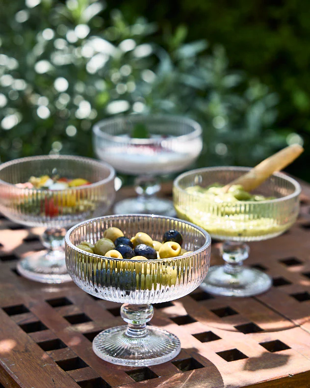 Dorata Ribbed Glass Footed Bowl - Image 2