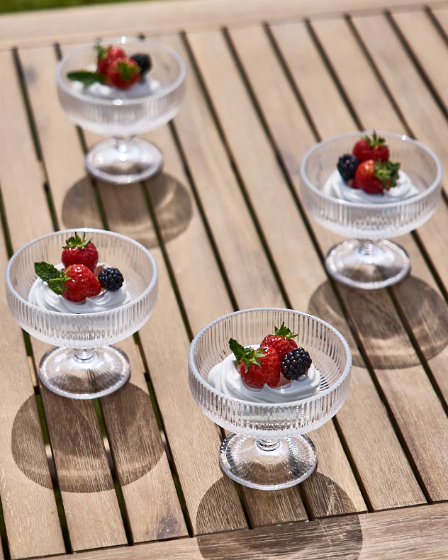 Dorata Ribbed Glass Footed Bowl - Image 5