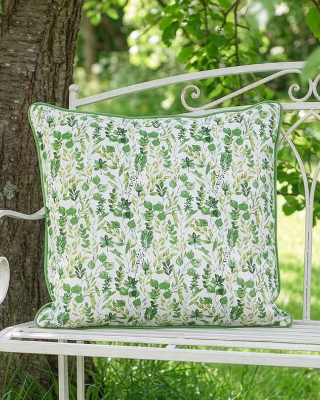 Extra Large Botanical Green Chair Cushion