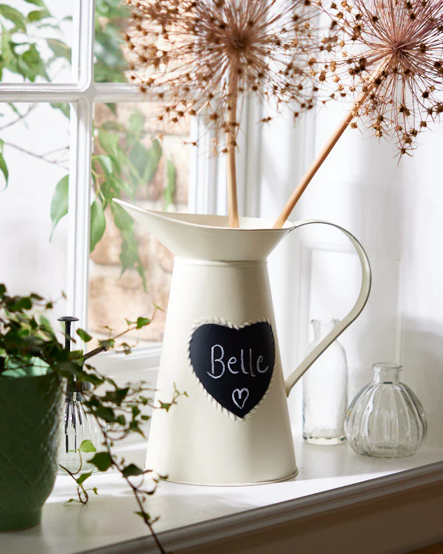 Extra Large Vintage Cream Heart Jug Vase - Image 2