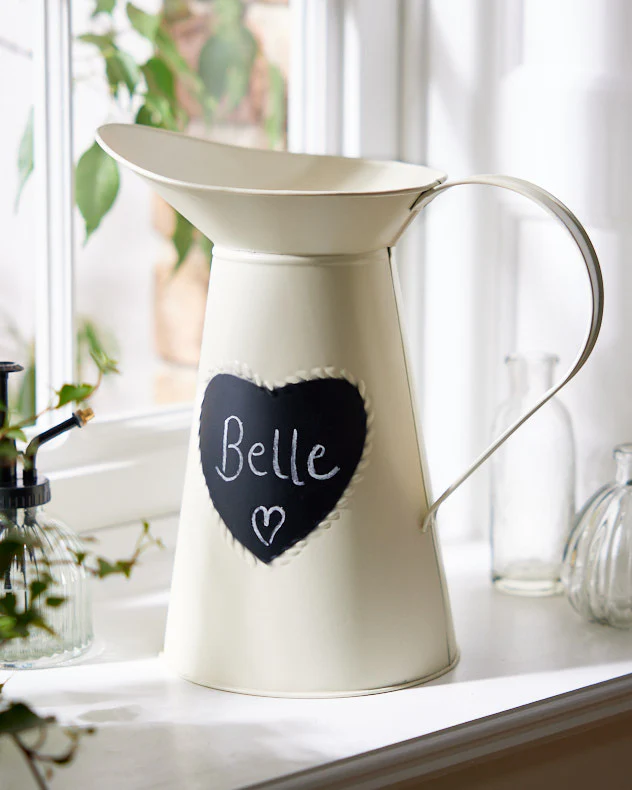 Extra Large Vintage Cream Heart Jug Vase - Image 5