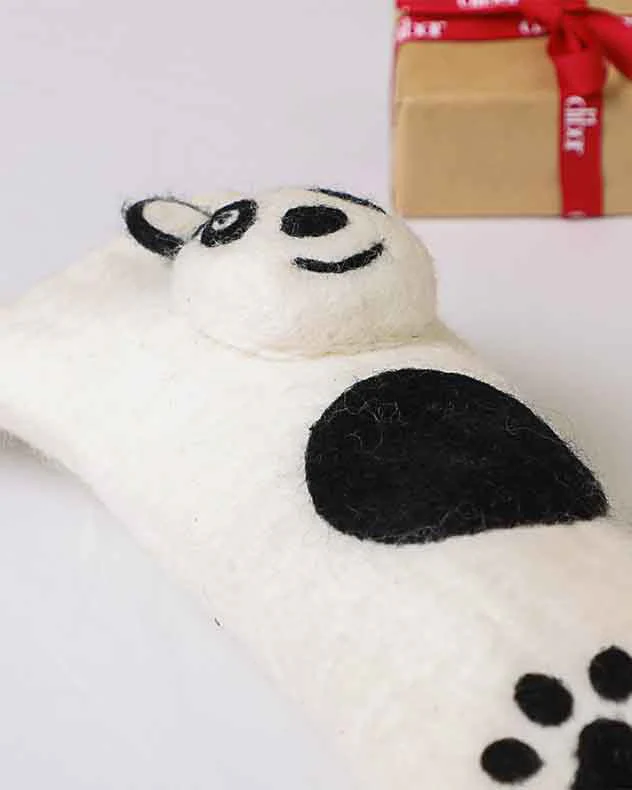 Fair Trade Woolly Panda Christmas Stocking - Image 4