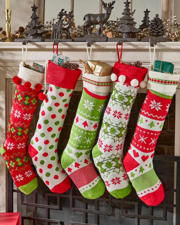 Red Fair Isle Knitted Christmas Stocking - Image 3
