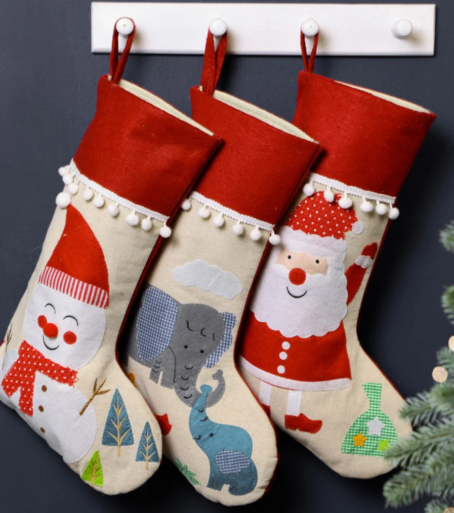 Christmas Friends Pom Pom Stocking