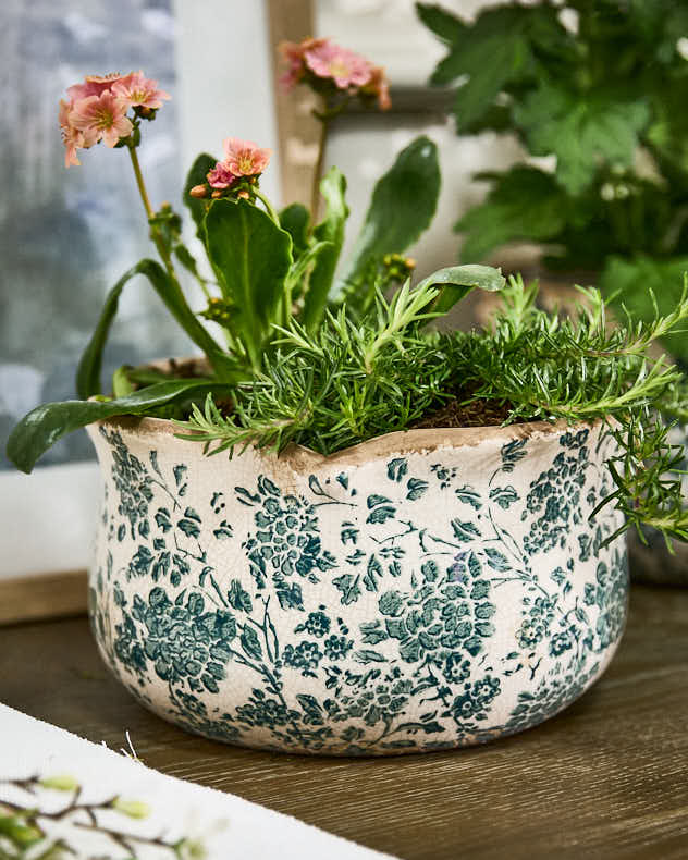 Fiorella Teal Botanical Set of 3 Planters - Image 2