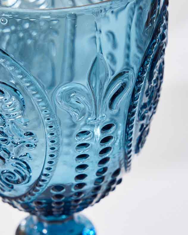 Fleur de Lys Blue Wine Goblet - Image 5